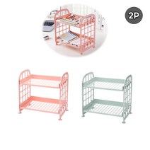 DIY 선반 2P 조립식 2단 미니 다용도 선반 펜트리 사무실 욕실 원룸 선반, ◐민트2P★⊙