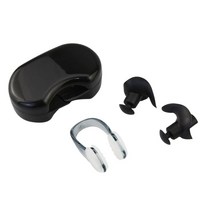 [싱크로나이즈스위밍코마개] Swimming Earplugs/Nose Clip Set Silicone Waterproof Sleep Anti-noise Ear Plugs Diing Outdoor Water Sport Surfing Swim Nose Clip, 01 Black