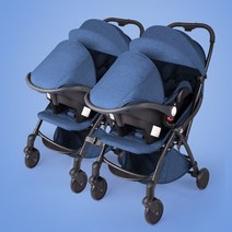 연년생 쌍둥이 유모차 휴대용 2인용 육아 다기능 트윈 0-3 세 아기 분리형 경량 접는, 블루카 샛2