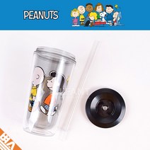 스누피 투명 스트로우 텀블러 콜드컵 빨대컵 480ml