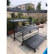 화분받침대 철제화분랙 다육이 선반 베란다 테라스 정원, 100x60x100 2단(기본 블랙)