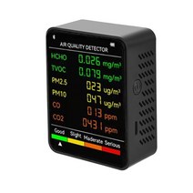 미세먼지측정기 공기질측정기 초미세먼지측정기 6 in 1 pm2.5 pm10 hcho tvoc co co2 air quality detector co 이산화탄소 포름알데히드 대형, 검은색