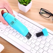 USB 미니 컴퓨터 키보드 진공 청소기 먼지 청소 키트 휴대용 브러시 장치 PC 노트북 클리너, light blue