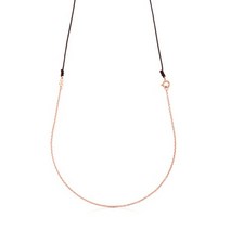 [TOUS]Long TOUS Chain Chain in Rose Vermeil Silver with Brown Cord 목걸이 611902540