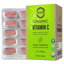 네추럴라이즈 미국USDA 오가닉인증 유기농 비타민C(200mg) 비건 온가족 건강비타민, 30정, 1개