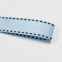 선물포장리본 꽃포장리본 골지 스티치 리본 (폭 5mm 길이90m)(폭 10mm/15mm 길이 45m), 38(스카이+블랙스티치)