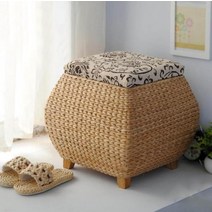 수납스툴 라탄의자 왕골의자 인테리어소품, 2번 그레이