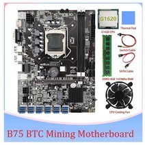 B75 BTC 마이닝 마더 보드 12 PCIE To USB LGA1155 DDR3 4GB 1333Mhz RAM + G1620 CPU + SATA 케이블 B75 ETH Miner M, 상세내용표시