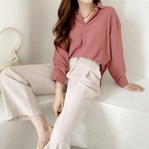 다잇템 여자 다크컬러 카라 빅사이즈 블라우스