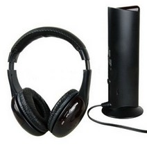 Farfi Hifi 무선 헤드폰 TV 컴퓨터 FM 라디오 이어폰 헤드셋 마이크로, 검정