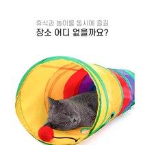 고양이 숨숨집 터널 무지개 색 통로 장난감 놀이터