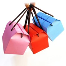 끈상자 브라운 선물상자 선물포장 어린이집 유치원 답례품 머그컵상자 타올상자, 끈달린 칼라상자(레드)