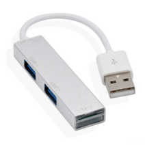 DFMEI 미니 알루미늄 합금 2 USB 2.0 허브 마이크로 SD TF 카드 리더 허브 확장, 은