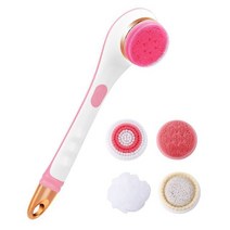 바디솔 등밀이기계 전동 바디브러쉬 실리콘 USB 충전식 스킨 각질 제거 롱 핸들 2 스피드 마사지 클리닝 백, 02 분홍색