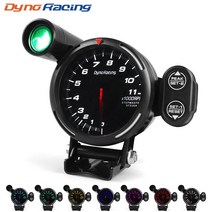 Dynoracing 80MM 타코미터 RPM 게이지 고속 스테퍼 모터 7 색 0-11000 미터 시프트 라이트 및 피크 경고, 한개옵션0