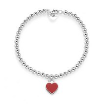 티파니 70299585 (GRP12062) 리턴 투 티파니 레드 하트 태그 비드 S 다이아몬드 실버 팔찌