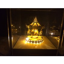 3D 메탈 퍼즐 노트르담 대성당 모형 스마트 입체퍼즐 건축물, 회전목마+송구+더스트커버+램프, 1개