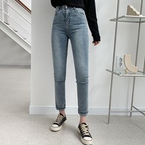티데일리 캣슬림 일자핏 데님 팬츠 여성용 빅사이즈 밴딩 스판 청바지