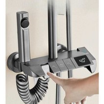 온도조절 디스플레이 샤워기 수전 욕조욕실 세트교체, L6전체구리스마트디지털디스플레이(모두검정색)