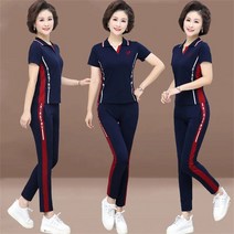 가은무역 TZ071565 엄마옷 40대 50대 60대 트레이닝 츄리닝세트 반팔티 티셔츠 슬림 바지