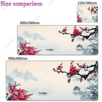 벚꽃 아트 마우스 패드 일본 사쿠라 카드 블랙 테이블 매트 큰 게이머 카펫 게임용 키보드 액세서리, 12+800x300x3mm
