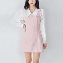 리틀마켓 스퀘어넥 뒷지퍼 슬림 절개 트위드 뷔스티에 미니 원피스 OC34B3