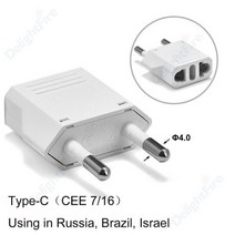 전동킥보드안장 의자 부품 EU 플러그 어댑터 여행 CN US To KR Brazil 이스라엘 블랙/화이트 전원 전기 변환기 소켓 콘센트, 10pcs, 4.0mm White, 4.0mm White