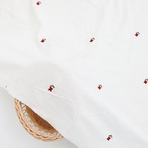 면20수 광목 자수원단] 대폭 레드클러버-백아이보리