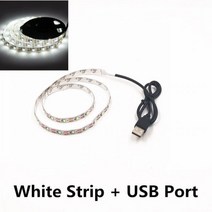 LED 야간 조명 스트링 DC5V USB 포트 케이블 50CM 1M 2M 3M 4M 5M 스트립 램프 SMD 3528 TV PC노트북용, WHITE, 2 Meter
