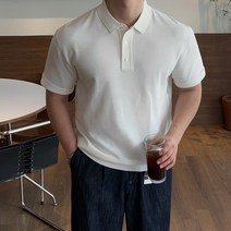 데일트 베츠 남자 여름 린넨 반팔 카라 니트