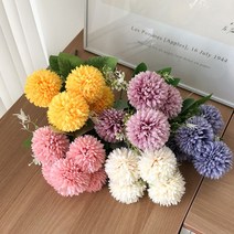 납골당 꾸미기 납골묘 조의 퐁퐁 국화 플라워 - 조화 꽃 무지개 폼폼이 산소 카페인테리어 집들이선물, 인디고블루