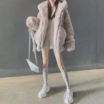 여성 겨울 코트 오버핏 모피 페이크퍼 키작녀 자켓 숏코트