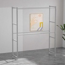 세탁소 행거랙 옷걸이 의상실 철제 의류창고 업소용, 블랙 (무광)200x60x250(2단)