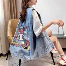 여성데님조끼 청조끼 데님베스트 캐주얼 데님조끼 빅사이즈