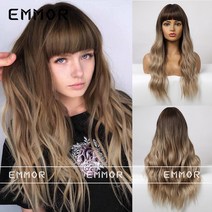 구미 가발 여자 긴머리 롱 웨이브 풀커버 에어로 앞머리 고온사 wigs, 2 #