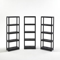크라운 라탄 3단 4단 5단 플라스틱 다용도 앵글 창고 베란다 슬림 틈새 수납 화분 진열대 선반, 4단선반, 블랙