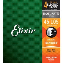폴대스트링 Elixir 스트링 니켈 도금 스틸 스트링베이스 나노 웹 코팅 포함 롱 스케일 라이트미디엄 ..