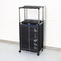 분리수거함 2P 2단 + 클린커버 가정용 휴지통 재활용 쓰레기통, 블랙