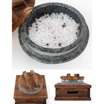 국산 장수 곱돌 돌솥 누릉지 밥 솥 1인 세트 뚜껑 1P+돌솥 1P+나무받침 1P 세트