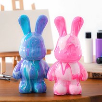 토끼 푸어링 아트 토이 DIY 패키지 세트 물감을 부어 만드는 나만의 토끼, 토끼 퍼플
