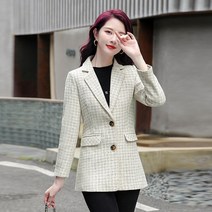 여성용 캐주얼 글렌 체크 자켓 하늘비즈 A31 U083L186