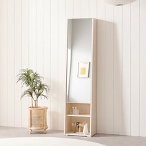 나무뜰 엘리 400 틈새 전신거울 수납 화장대 GNR080, 아이보리