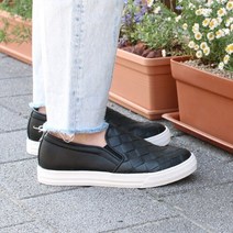 쥬비샵 발등 앞코 격자 슬립온 2.5cm