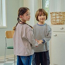 스엔스텔라 단가라티(2color) 유아 키즈 주니어 가을 데일리룩 캐쥬얼룩 소매시보리 박스핏 단가라 긴팔티