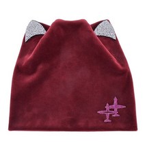 고양이귀비니 니트 모자 cat ear Beanie 가을 겨울 여성 비니 고양이 숙녀 따뜻한 벨벳 skullies 항공기 깜박이는 라인 석 귀 플랩 소녀 보닛 touca