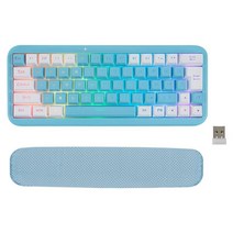 GHSHOP 2.4G 무선 키보드(손목 패드 포함) 63 키 백라이트 플러그 앤 플레이 충전식 1850mAh 데스크탑 PC 홈 오피스용 풀, 30.98x12.55cm, 플라스틱, 푸른