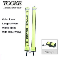 스킨스쿠버 잠수 레귤레이터 옥토퍼스 호흡기 1.2M/1.5M/1.8M 전문 스쿠버 다이빙 풍선 안전 소시지, 09 150 x 15cm Lime