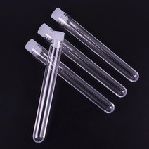 투명 플라스틱 튜브 실험실 용품 10pcs 12x100mm 둥근 바닥 유리병 캡 사무실 실험