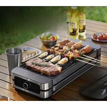 전기불판 그릴 닭꼬치 가정용 야외 직화구이 캠핑용, 호스트+그릴 네트+주철 네트