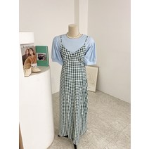 로말 패턴 끈조절 뷔스티에 롱 원피스(2color)